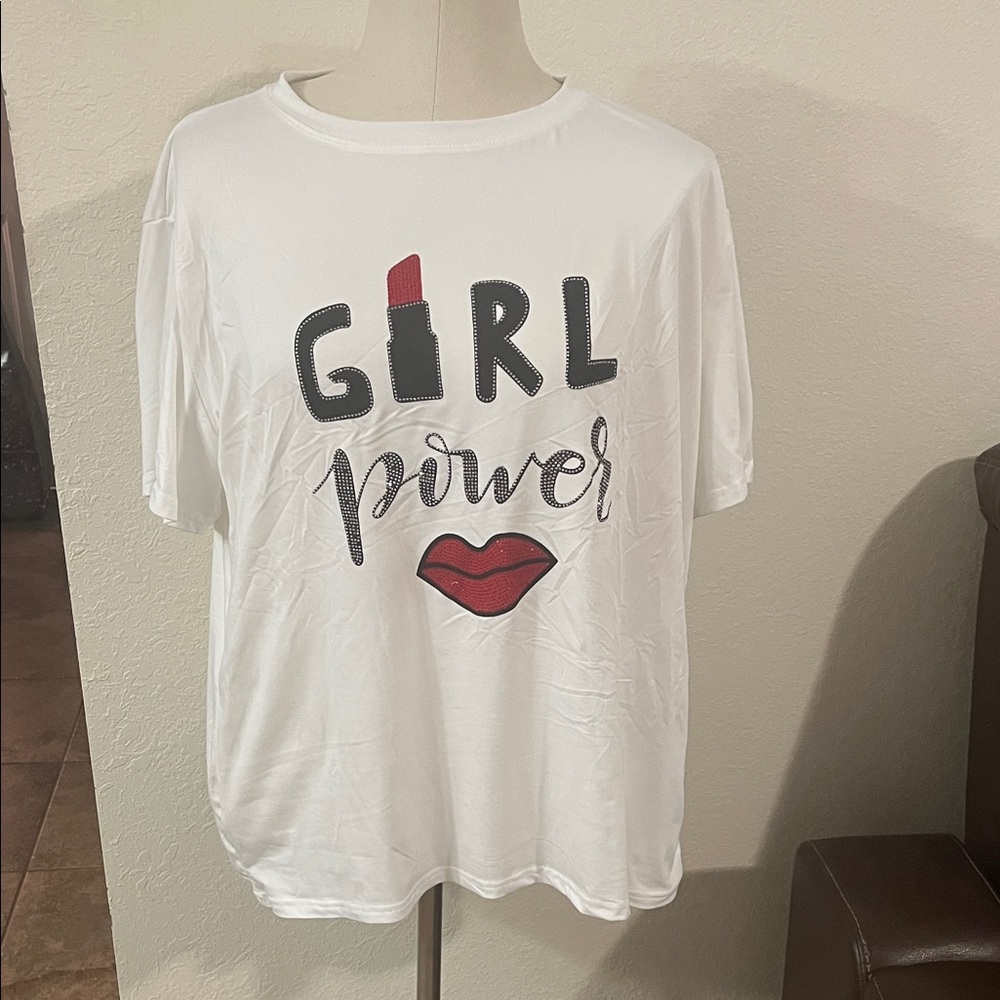 White 'Girl Power' Graphic Tee